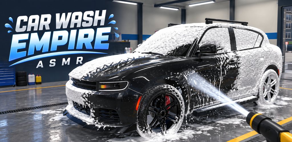 Car Wash Empire: a foam-covered SUV in a garage.
